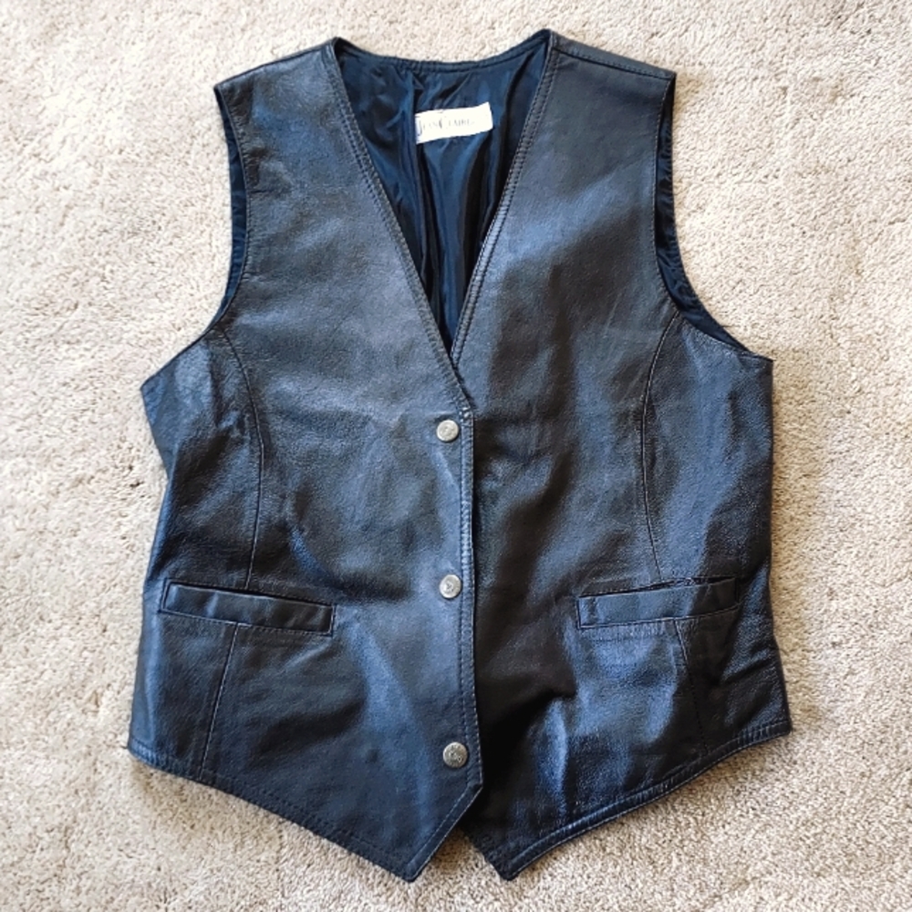 Black Leather Cowboy Biker Vest